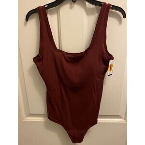NWT GAP Body Women's Size Large Cotton Rib One Piece Bodysuit Brown